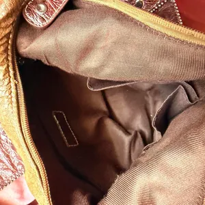 Y2K 2000s Western Cowgirl Mcbling Bimbo Goth Rhinestone Large Buckle Hand Shoulder Hobo Bag Purse Preppy bedazzled silver studs brown #whimsygoth #grunge #punk #stagecoach #streetwear festival Measurement in pics Some distressing as pictured thumbnail 3
