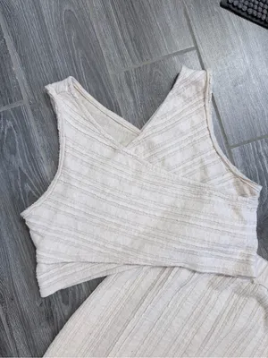Free People Beach beige/tan long skirt and crop top matching set small thumbnail 3