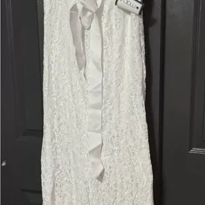 Adrianna Papell V-Neck Long Bridal Dress NWT Size 2 Coquette Bow Lace thumbnail 4