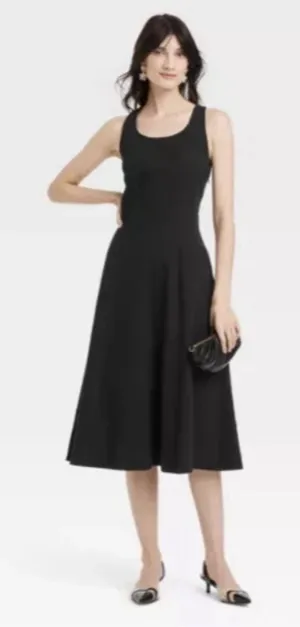 A New Day Women’s Black Corset Midi A-Line Dress Size 12 NWT thumbnail 1