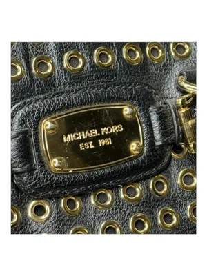 Michael KORS 𖦹 Limited Edition Grommet Large NS Satchel Handbag 𖦹 Black Leather thumbnail 7