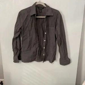 Express Womens Button Down Shirt Charcoal Gray Stretch Slim Fit Size 5/6 thumbnail 2