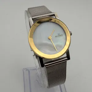 Vintage Skagen 396GSW Gold-Tone MOP Dial Mesh Watch Working New Battery thumbnail 2