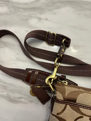 COACH L0649-10129 Y2K Signature Jacquard Crossbody Purse Brown thumbnail 7