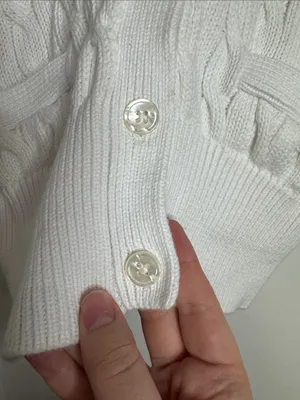 Ralph Lauren Off White Classic Cable-Knit Cardigan Short Sleeve Sweater size S thumbnail 6