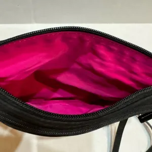 Dooney & Bourke North South Triple Zip Crossbody Purse Nylon Black Pink Duck thumbnail 6
