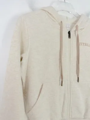 Vitality Cozy Zip Sweatshirt Oat Marl Varsity Hoodie Size 2XS XXS $96 EUC thumbnail 3