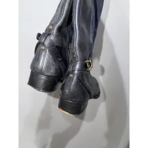 Tory Burch Lizzie Women's 7.5 Leather Knee High Riding Boot Zip Buckle Blue READ thumbnail 9
