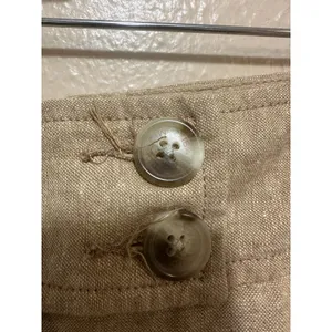 Isaac Mizrahi Womens Linen Blend Trousers Wide Leg Cropped Beige Button Accent‎ Pants Size 8 thumbnail 5