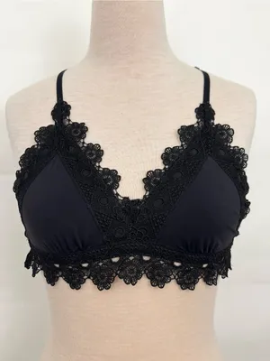 American Eagle aerie black lace crochet bralette bra medium thumbnail 1