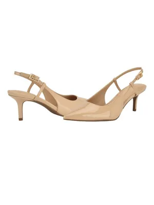 Tommy Hilfiger Cerizza Patent Faux Leather Slingback Pumps Ivory Brown 9.5M thumbnail 12