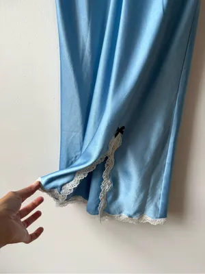 Victoria’s Secret Lace Trim Slip Dress Laungerie Floral Intimates Baby Blue S thumbnail 4