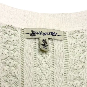 Heritage 1981 Crocheted Boho Cotton Sweater Vest Cream Sz S thumbnail 3