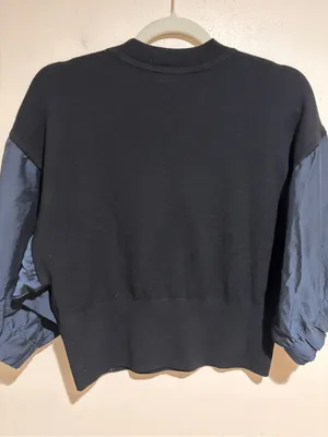 Club Monaco Mixed Media Puff Sleeve Mock Neck Sweater Black Size Small thumbnail 9