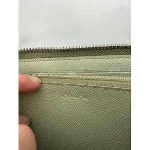 Coach Accordion Zip Wallet Women Sage Green‎ Leather Saffiano Textured Logo thumbnail 9