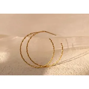 Beautiful Twist‎ 14k Gold Plated Sterling Silver Hoop Earrings, 4.2cm thumbnail 12