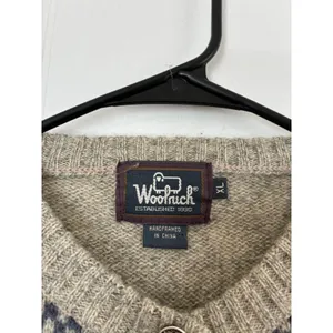 Woolrich Ski Vintage 100%‎ Wool Winter Scene Cardigan Sweater Nordic Gray XL thumbnail 3