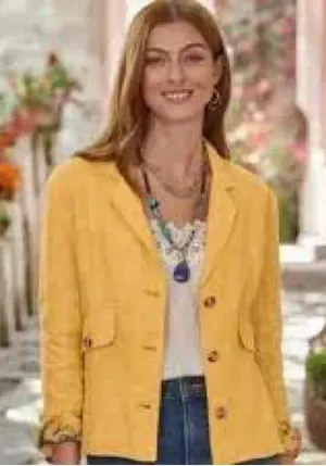 Sundance Pippa Cropped 100% Linen Blazer Sunset Yellow Size XS thumbnail 1