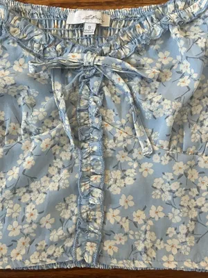 NWT Blashe Los Angeles Floral Puff-Sleeve Crop Top Smocked Back Size Small NEW thumbnail 9