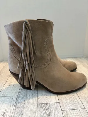 Sam Edelman Women's Louie Ankle Fringe Booties Tan Suede 7M Cowgirl thumbnail 2
