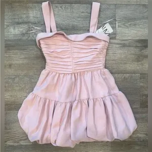Zara Blush Pink Mini Dress NWT‎ Size XS Bubble Hem Back Zip Preppy Homecoming thumbnail 10