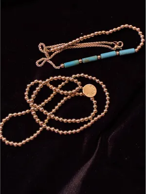 Boho Layered Gold Beaded Necklace Set thumbnail 2