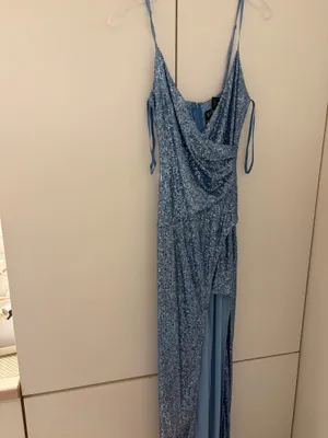 Windsor blue sequin maxi dress with silver glitter, size small #prom #glamour #party thumbnail 3
