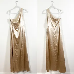 NWT Birdy Grey Kira Shiny Gold Bridesmaid Maxi Dress Medium thumbnail 4