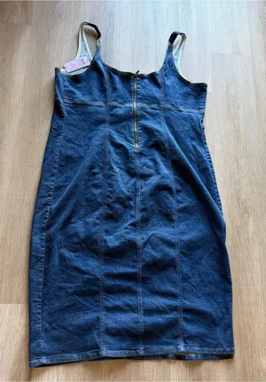 Target Dark Blue Denim Slip Dress with Contrast‎ Stitching thumbnail 1
