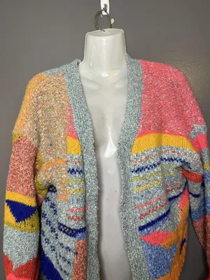 Sincerely Jules Cardigan Sweater Womens XS Multicolor Chunky Knit Open Front thumbnail 1