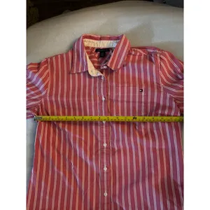 Tommy Hilfiger Red/White Striped Button Down Shirt M Classic Preppy Cherrygirl thumbnail 6