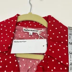 Reformation Leith Mini Dress 0‎ Sleeveless Polka Dot Red White Collar Button NEW thumbnail 2