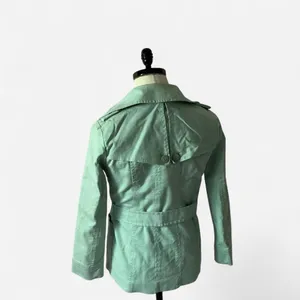 Y2K Calvin Klein Mint Green Trench Coat Belted Double Spring Lightweight‎ Jacket thumbnail 2