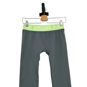 Gymshark Fit Seamless‎ Leggings Gray / Neon Green Waistband Size Medium thumbnail 4