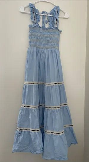 Light Blue Smocked Maxi Dress thumbnail 1