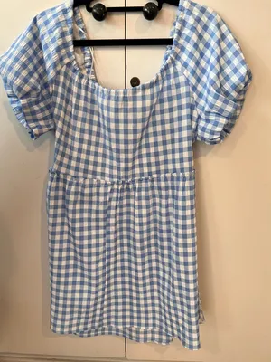 NWT Petal & Pup Blue Gingham Mini Dress Babydoll Smocked Cottagecore thumbnail 6