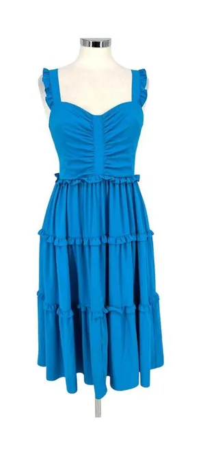 Amanda Uprichard Sweeney Blue Ruffle Tiered Sweetheart Midi Dress Size XS thumbnail 1