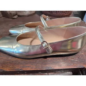 J.Crew Metallic Gold Square Toe Mary Jane Ballet Flats Size 7 thumbnail 6