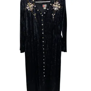 Vintage 90s black Gold embellished crushed velvet maxi whimsigoth emo glam thumbnail 9