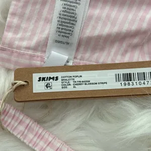 Skims Cotton Poplin Triangle Bralette Cherry Blossom Stripe XL thumbnail 8