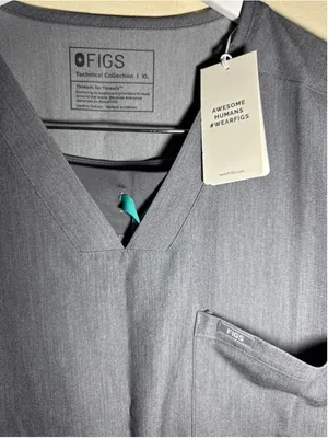 FIGS Scrub Set XL Grey with Teal Accents thumbnail 2