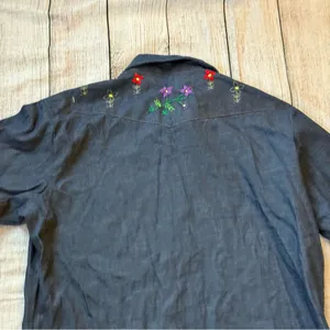 Vintage Triple LLL Brand Denim Western Embroidered Pearl Snap Long Sleeve Sz XL thumbnail 12