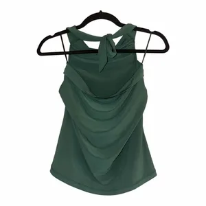 ✨Anthropologie Cowl-Neck Halter Green Sz Medium Top✨ thumbnail 7