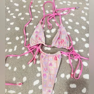 Blackbough Swim x Frazier Sterling bikini set lucky girl hearts bottoms cheeky thumbnail 2