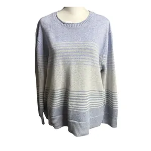 Ella Moss Blue Striped Sweater L Coastal Grandma Nautical Preppy thumbnail 2