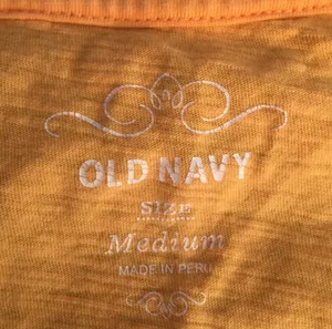 Old Navy Vintage Floral Graphic V-Neck Orange Boho Y2K Tee thumbnail 5