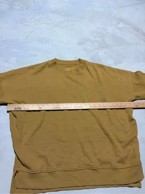 Aerie Mustard Waffle Crewneck Sweater sweatshirt medium thumbnail 4