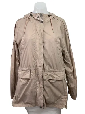 Lucky Brand Brown Tan Zip Up Long Sleeve Hooded Hoodie Utility Coat Jacket Sz M thumbnail 1