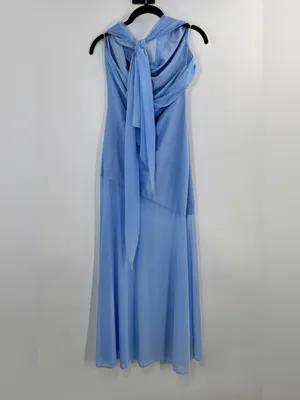 Mare Mare Cowl Neck Sheer Hem Dress Blue Size XS thumbnail 6