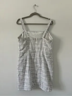 Abercrombie & Fitch Black White Tweed Square Neckline Sleeveless Mini Dress L thumbnail 6